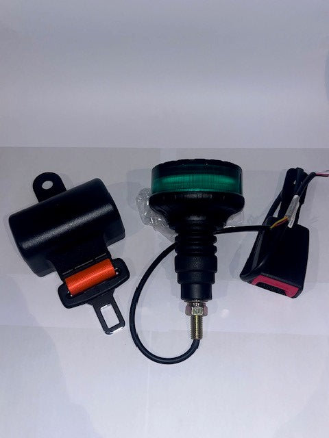 Green LED Beacon flexi Single Bolt and Retractable Orange Hi Vis wired Seat Belt Kit