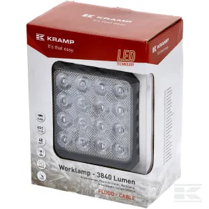 Work light LED, 48W, 3840lm, square, 10/30V, 159x54.5x112mm, Flood, 16 LED's, LA10047