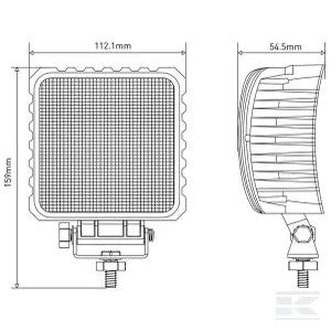 Work light LED, 48W, 3840lm, square, 10/30V, 159x54.5x112mm, Flood, 16 LED's, LA10047