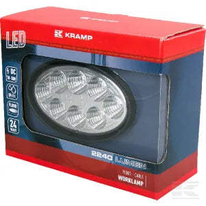 Work light LED, 24W, 2240lm, oval, 10/30V, 141.5x64.5x90mm, Flood, 8 LED's, LA10058