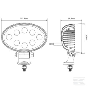 Work light LED, 24W, 2240lm, oval, 10/30V, 141.5x64.5x90mm, Flood, 8 LED's, LA10058