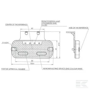 Marker light white LED, rectangular, 12-24V, 105.4x45x11.8mm, LA30100